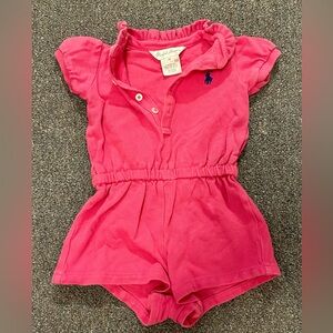 Ralph Lauren Fuchsia Romper with Navy Emblem
